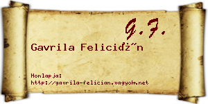 Gavrila Felicián névjegykártya